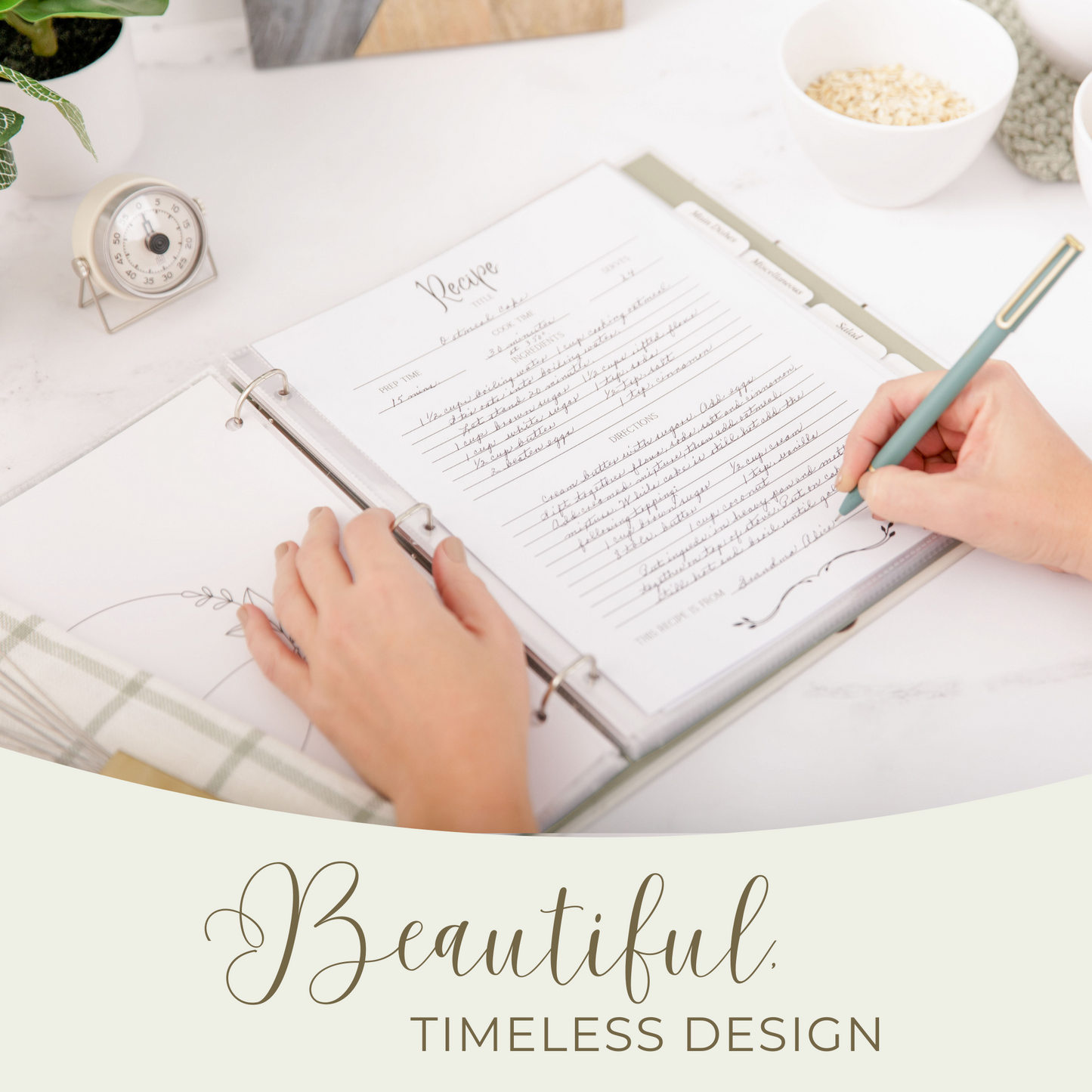 Recipe Binder with Plastic Sleeves